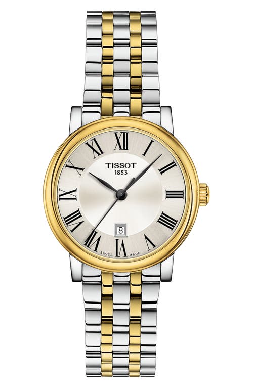 Shop Tissot T-classic Carson Bracelet Watch, 30mm In Silver/gold