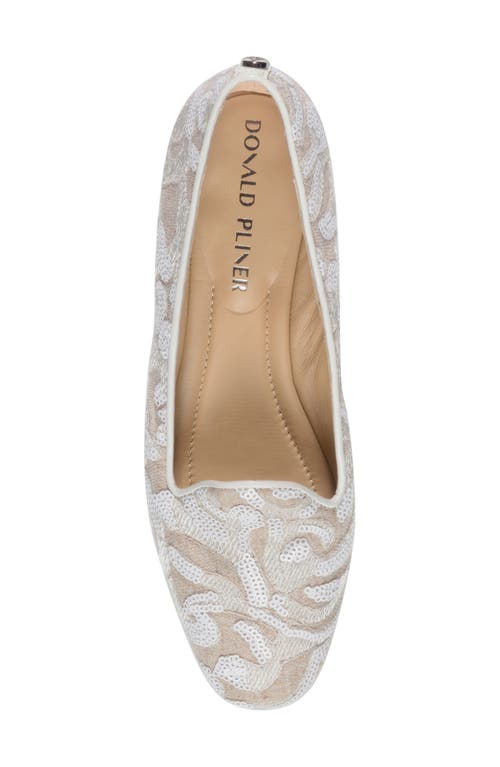 Donald Pliner Reena Sequin Embellished Loafer Flat In Natural/white