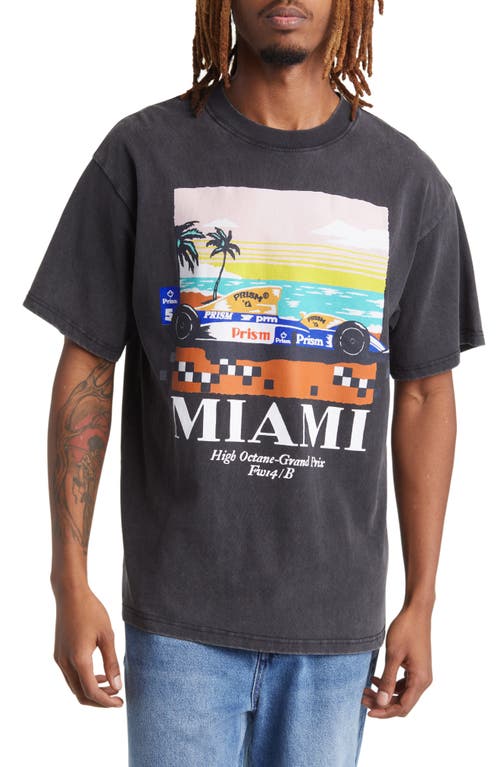 Miami Racing Graphic T-Shirt in Washed Black