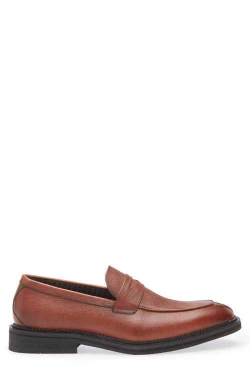 Karl Lagerfeld Paris Apron Toe Saffiano Leather Penny Loafer In Cognac