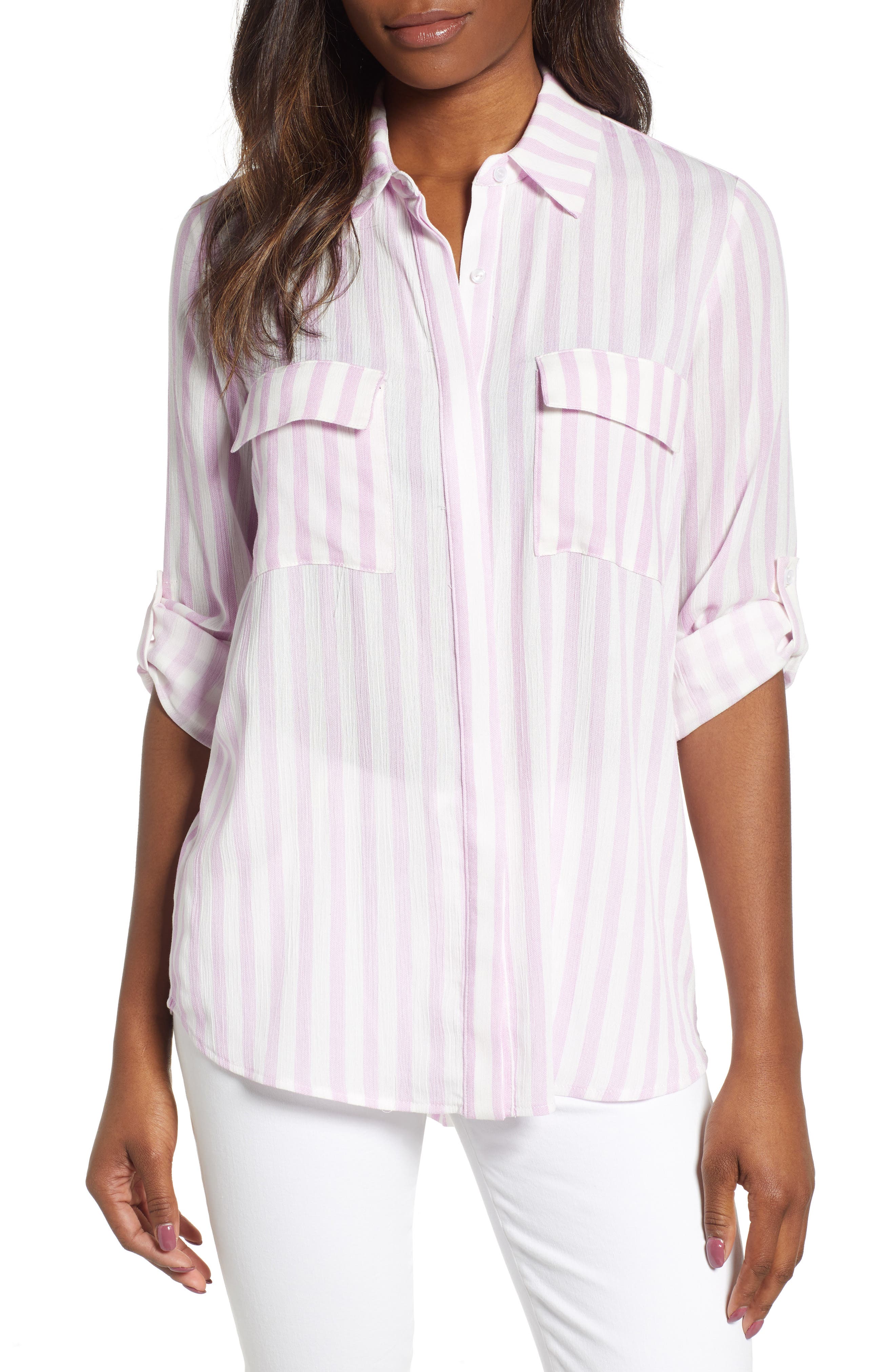 Gibson X Hi Sugarplum! Scottsdale Oversize Button Down Tunic, Pink