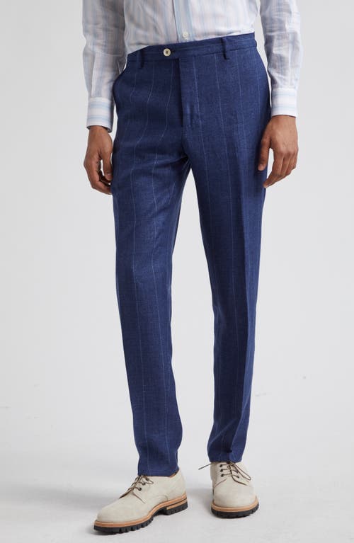 Eleventy Pinstripe Linen Blend Suit Blue at Nordstrom, Us