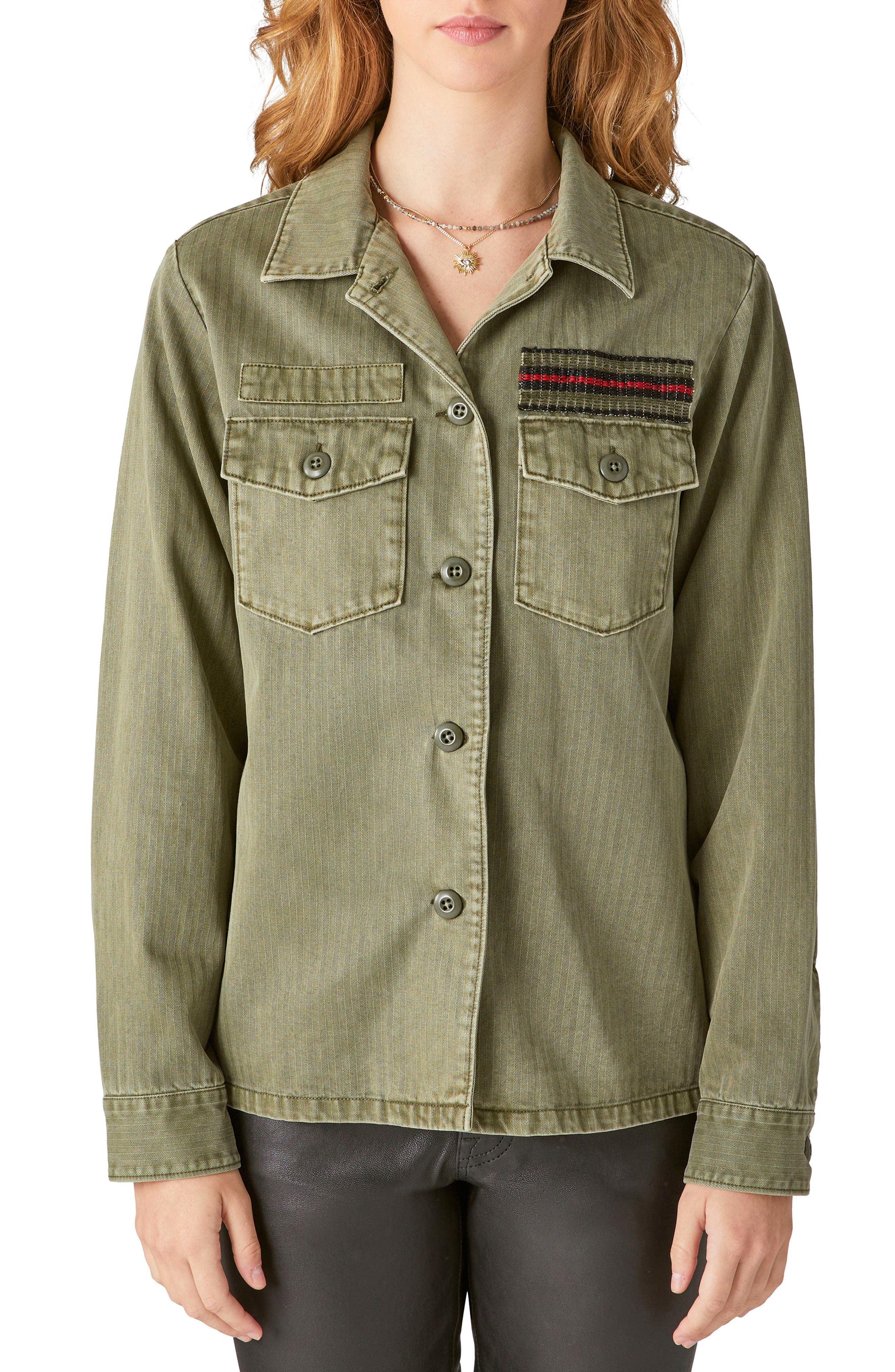 womens green shirt jacket