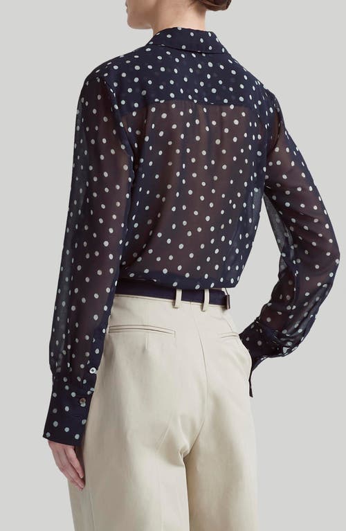 Shop Altuzarra Chika Polka Dot Silk Button-up Shirt In Nocturne Blue