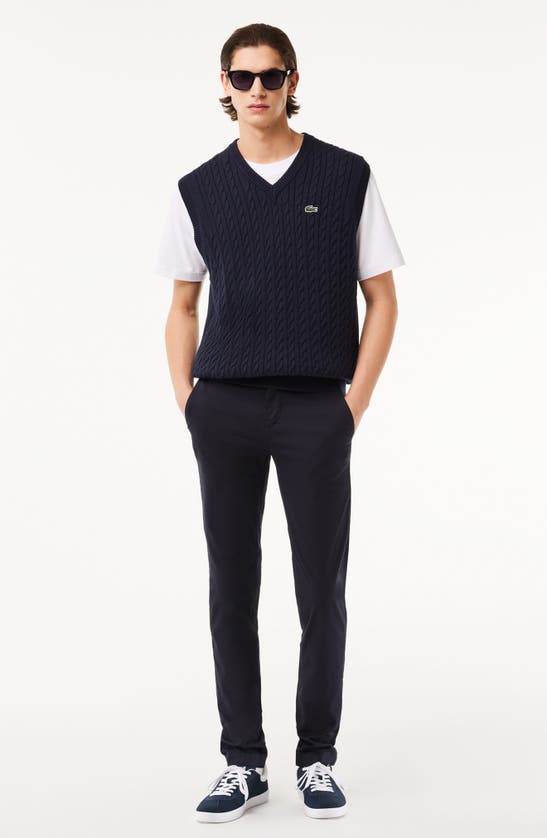 Shop Lacoste Slim Fit Stretch Cotton Chinos In Hde Abysm