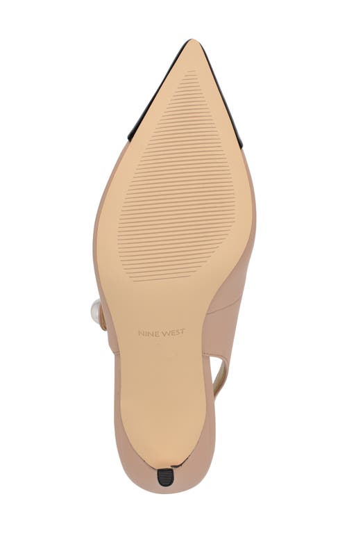 Nine West Rendez Slingback Pointed Cap Toe Mary Jane Pump In Light Natural