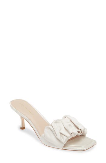 Loeffler Randall Gathered Band Kitten Heel Sandal In Cream