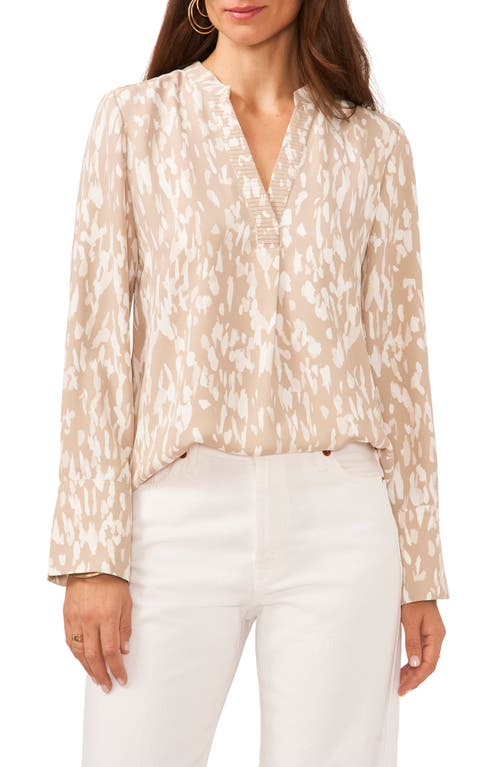 Vince Camuto Print V-Neck Top in Soft Cream at Nordstrom, Size Medium