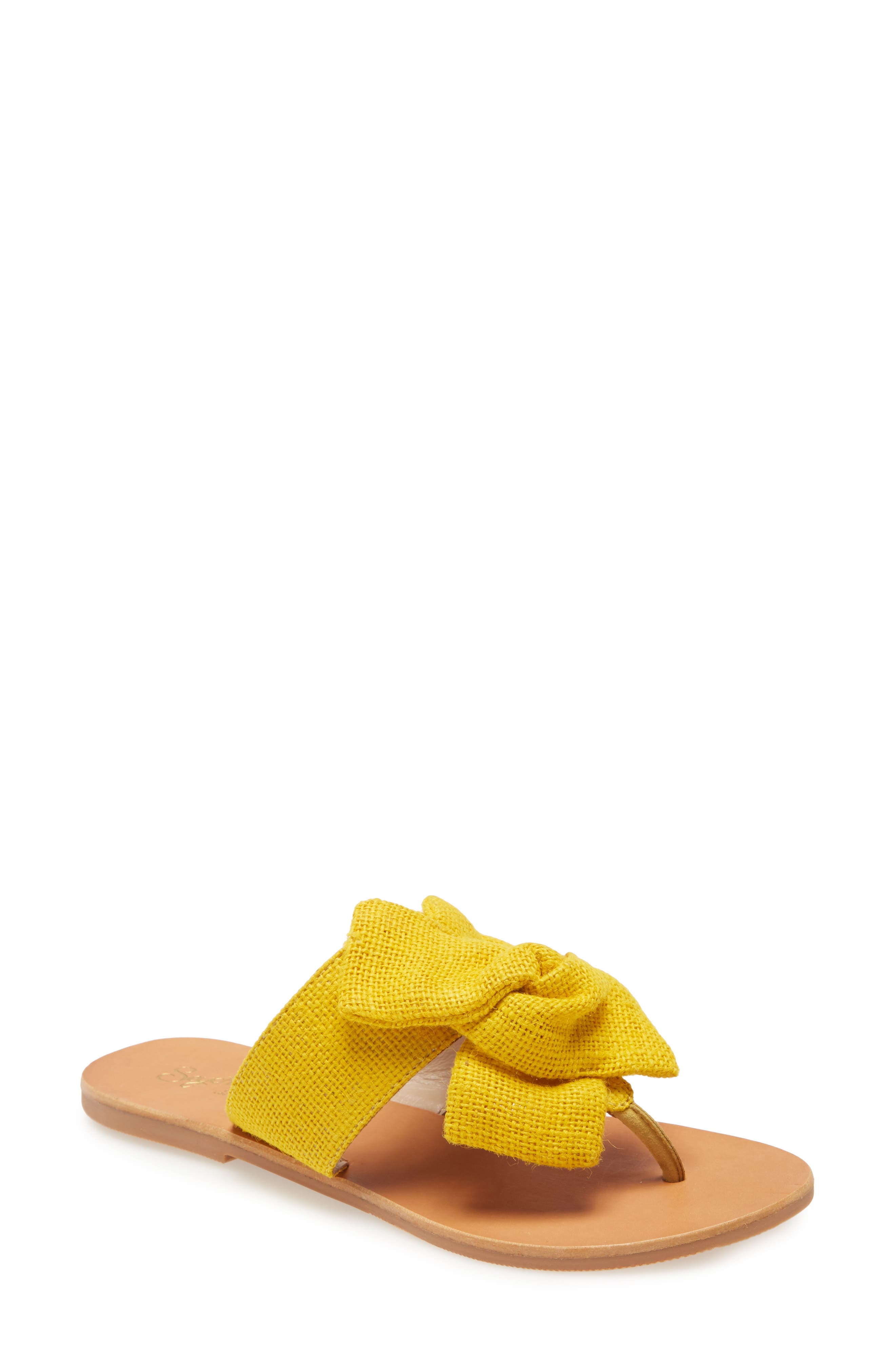 mustard flip flops