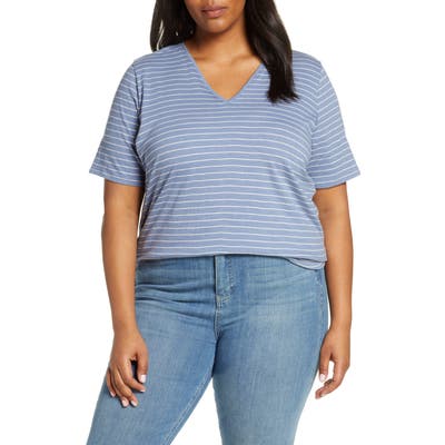 Plus Size Eileen Fisher Organic Cotton Short Sleeve Top, Blue
