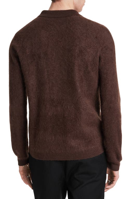 Shop John Varvatos Verona Long Sleeve Cashmere Polo Sweater In Dark Brown