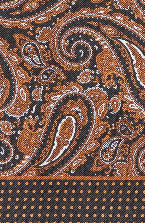 Clifton Wilson Paisley Silk Pocket Square In Copper