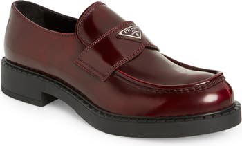 PRADA Chocolate Brushed Leather Loafers