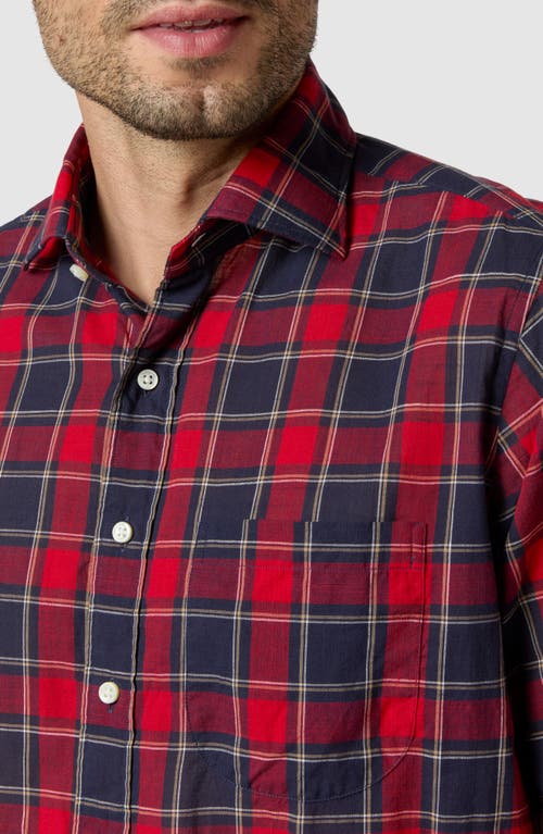 Shop Sid Mashburn Plaid Button-up Shirt In Red/navy/yellow Plaid Poplin