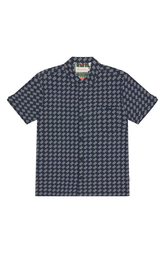 Shop Sealskinz Walsoken Squiggle Print Short Sleeve Button-up Shirt In Navy