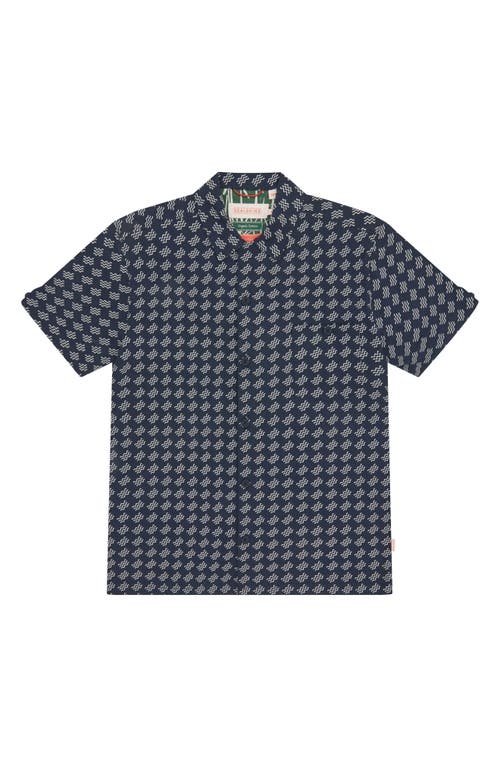 Shop Sealskinz Walsoken Short Sleeve Knit Button-up Shirt In Navy