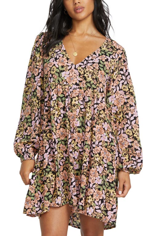 Shop Billabong Easy Livin' Floral Long Sleeve High-low Dress In Green Floral Multi