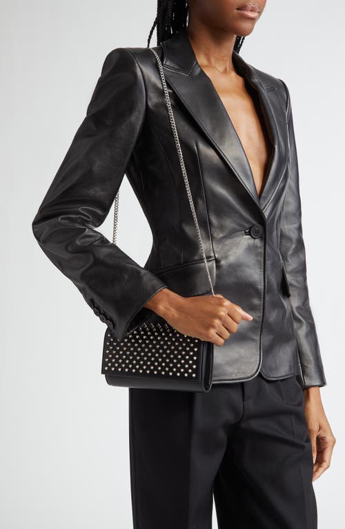 Christian Louboutin Paloma Spike Leather Wallet On A Chain In Bk65 Black/silver