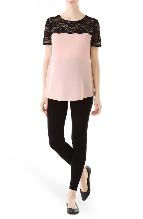 Kimi and Kai Lace Yoke Maternity Blouse Blush at Nordstrom,