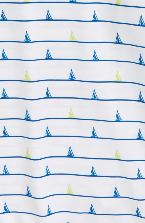 Shop Vineyard Vines Kids' Sankaty Sailboat Stripe Performance Polo In Boat/stripe White