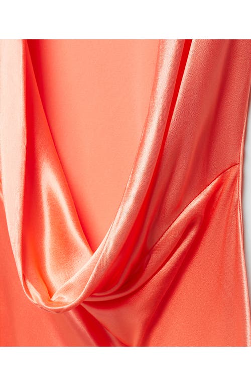 Shop Mango Draped Back Satin Maxi Dress In Bright Red