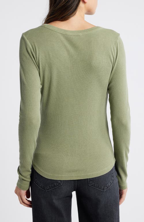 Shop Treasure & Bond Scoop Neck Long Sleeve Cotton & Modal T-shirt In Olive Acorn