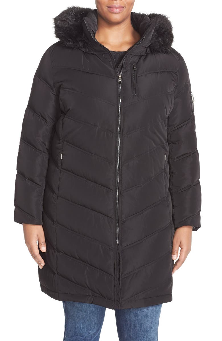 Calvin Klein Down & Feather Fill Coat with Faux Fur (Plus Size) | Nordstrom
