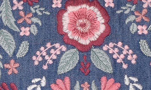 Iris & Ivy Floral Embroidered Denim Tunic & Leggings Set In Denim Multi