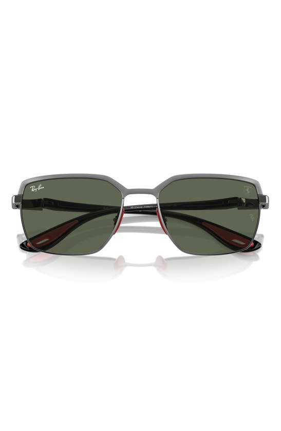Ray Ban X Ferrari Scuderia 58mm Square Sunglasses In Dark Green