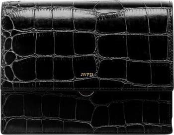 JW Pei Mini Flap Croc Embossed Faux Leather Crossbody Bag in Black Croc at Nordstrom