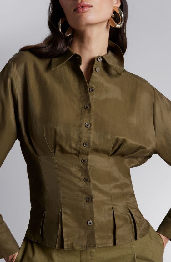 Shop & Other Stories Tailored Button-up Shirt In Khaki Green Dark