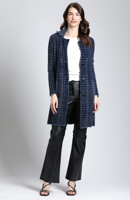 Apny Plush Houndstooth Jacket In Indigo