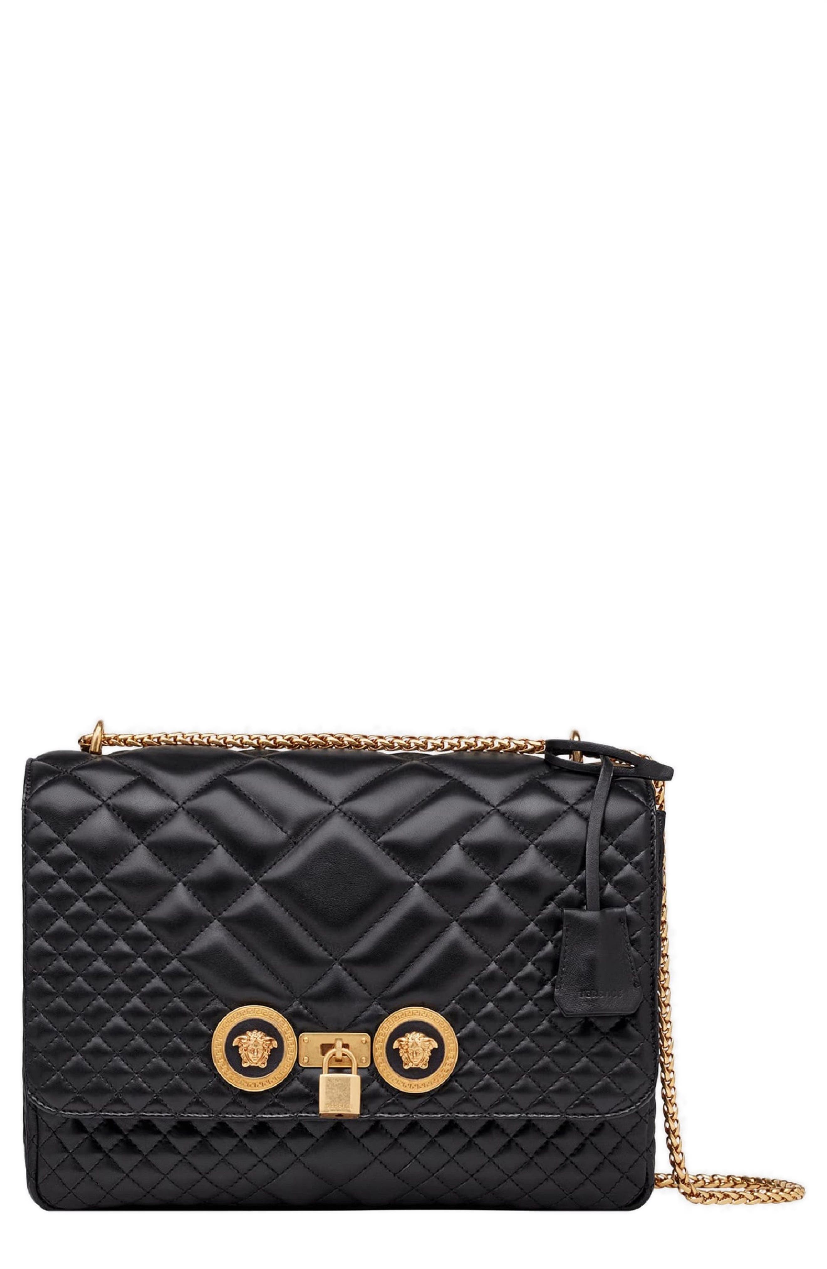 versace quilted icon shoulder bag