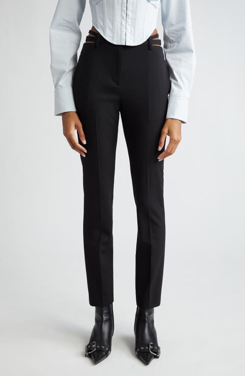 Dion Lee Lingerie Cutout Slim Stretch Wool Straight Leg Pants in Black at Nordstrom, Size 10 Us