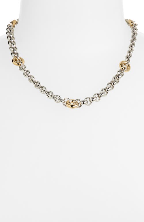 Shop Laura Lombardi Fillia Two-tone Station Necklace In Two Tone