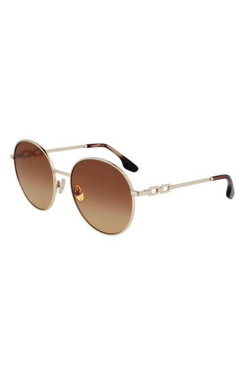 Shop Victoria Beckham 58mm Gradient Round Sunglasses In Gold/brown