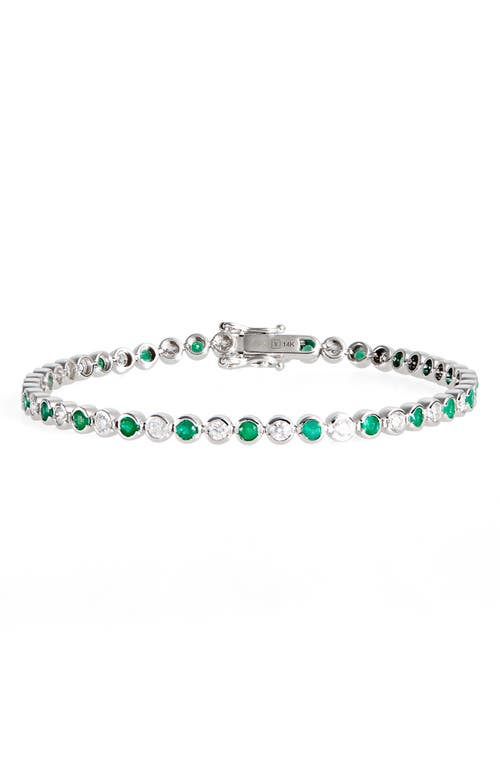 Emerald & Diamond Tennis Bracelet in White Gold/Emerald/Diamond