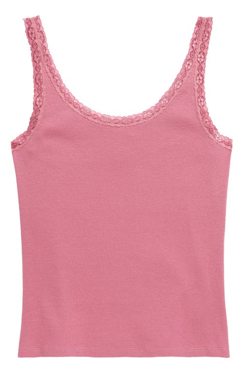 Shop Treasure & Bond Kids' Lace Trim Cotton Blend Tank In Pink Violet