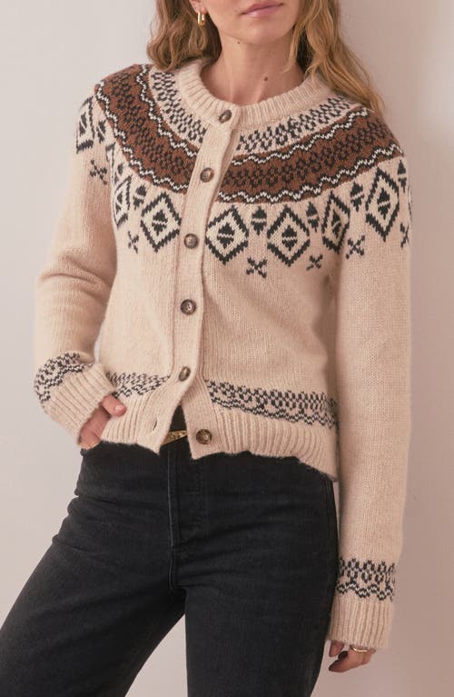 Shop Marine Layer Ava Fair Isle Cardigan In Oatmeal