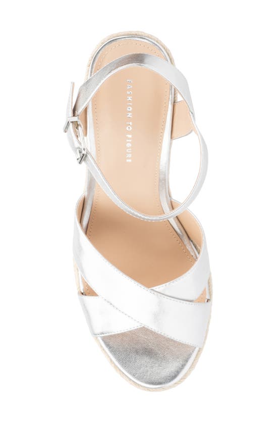 Fashion To Figure Irene Metallic Espadrille Wedge Sandal In Silver