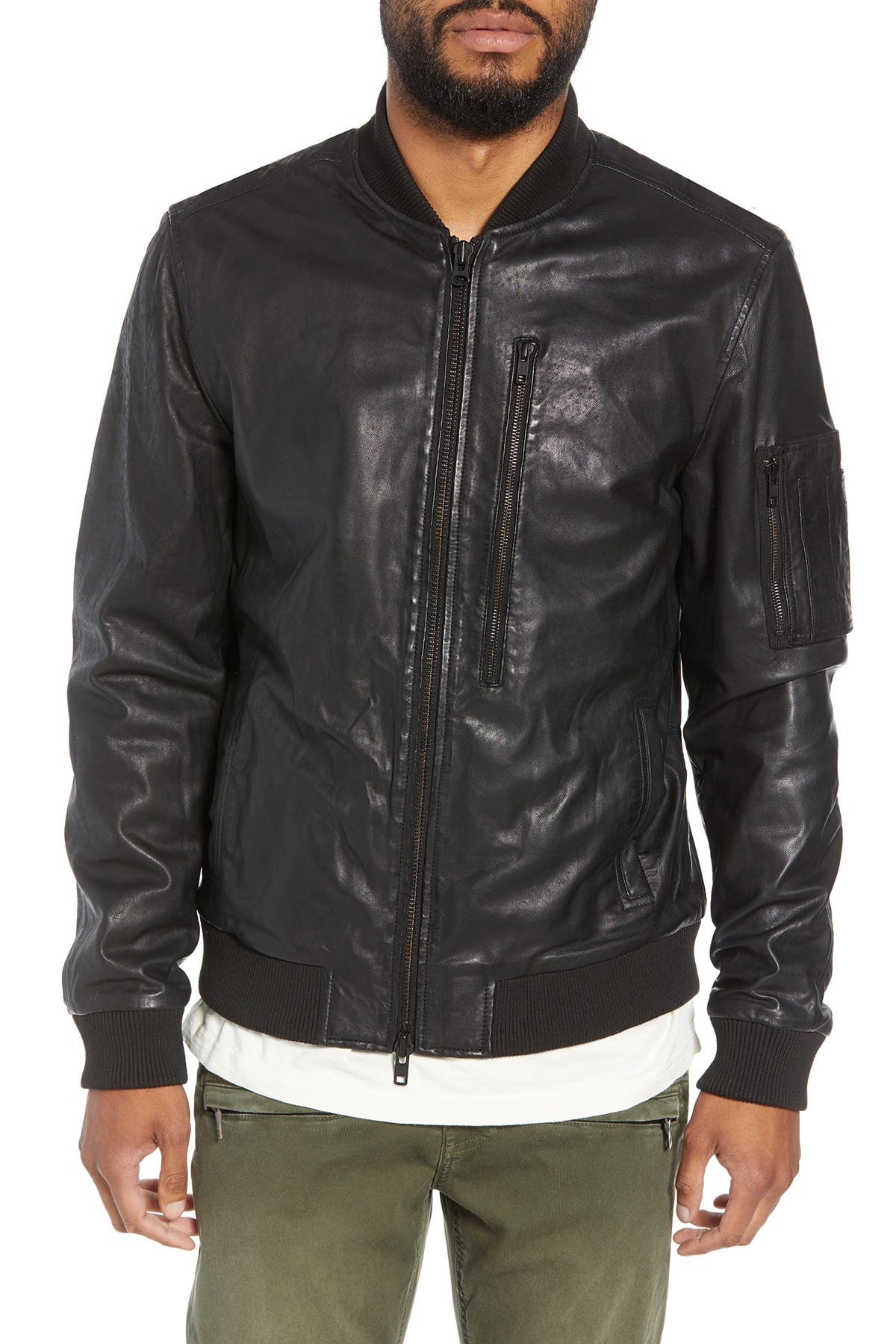hudson jeans leather bomber jacket