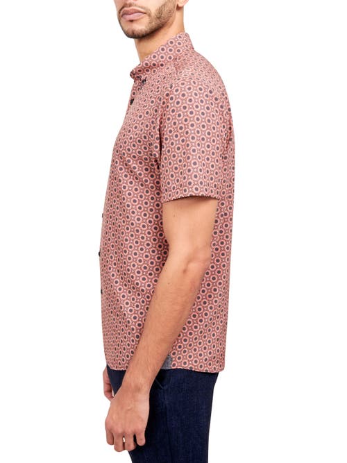Brooklyn Brigade Medallion Print Recycled 4-way Stretch Performance Short Sleeve Shirt In Red