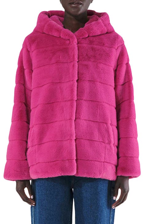 River Island Womens Pink Faux Fur Coat - S