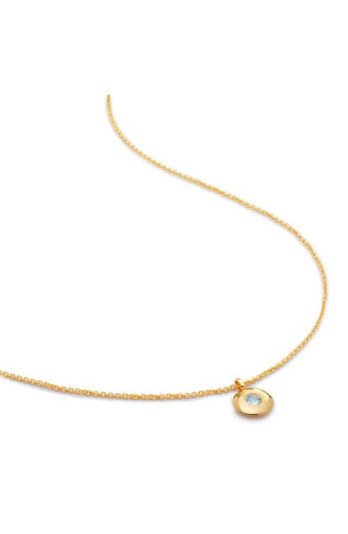 Monica Vinader March Birthstone Aquamarine Pendant Necklace in 18K Gold Vermeil/March at Nordstrom