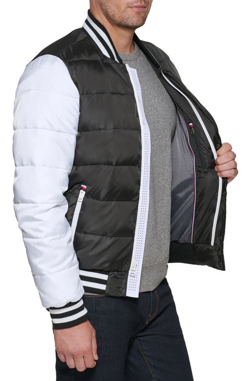 Tommy Hilfiger Varsity Quilted Bomber Jacket In Black