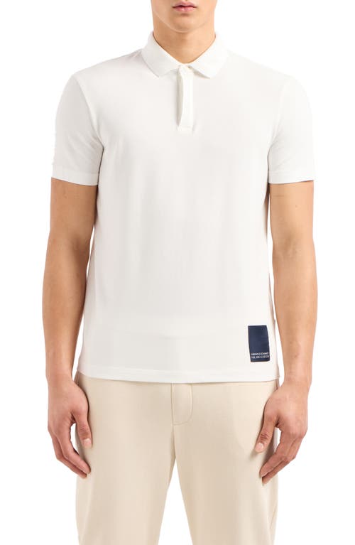 Milano Edition Logo Patch Stretch Cotton Polo in Off White