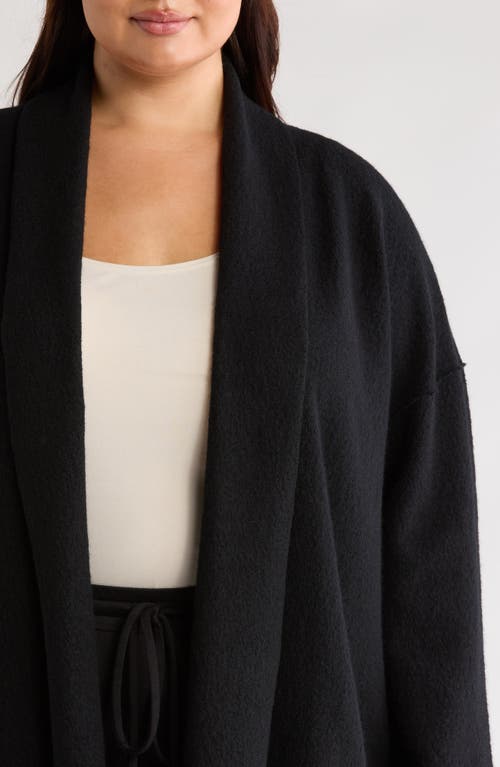 Shop Eileen Fisher High Collar Felted Wool Coat In Black