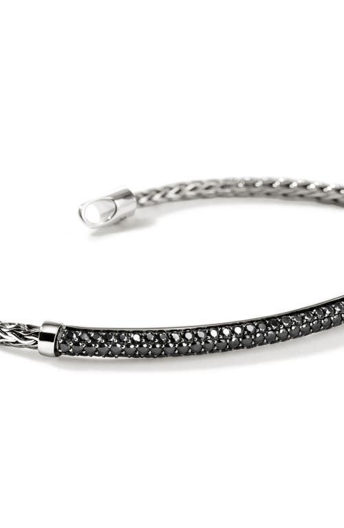 Shop John Hardy Jh Essential Pavé Bracelet, Sterling Silver, Gemstones, 2.5mm In Silver/black