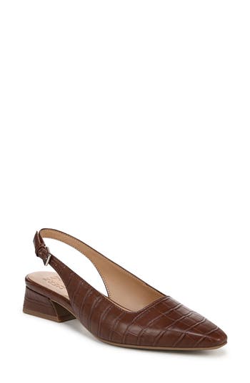 Naturalizer Women's Ginger Snip Toe Dress Slingbacks In Brown Faux Leather