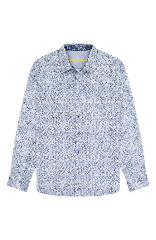 Shop Robert Graham Kaimana Abstract Print Stretch Cotton Button-up Shirt In Blue